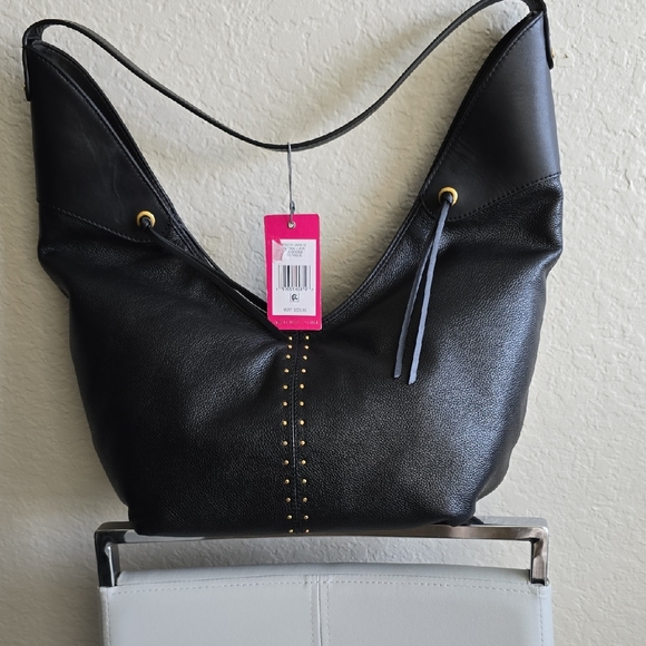 Two by Vince Camuto Black Hobo Bag with Gold Studs - Picture 1 of 4